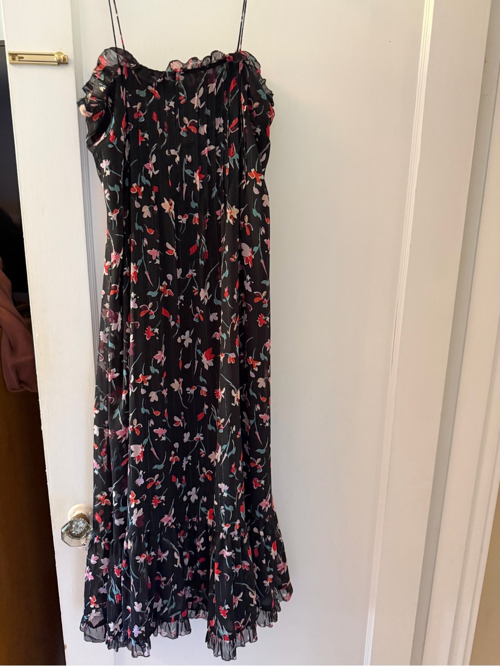 Madewell Black Floral Maxi Slip Dress